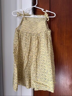 Smocked Yellow Floral Tie-Shoulder Sundress